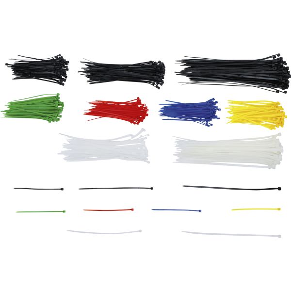 Kabelbinder-Sortiment | farbig | 100 - 150 - 200 mm | 450-tlg.