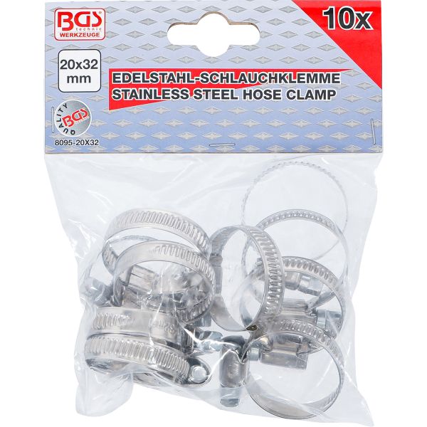 Hose Clamps | Stainless | 20 x 32 mm | 10 pcs.