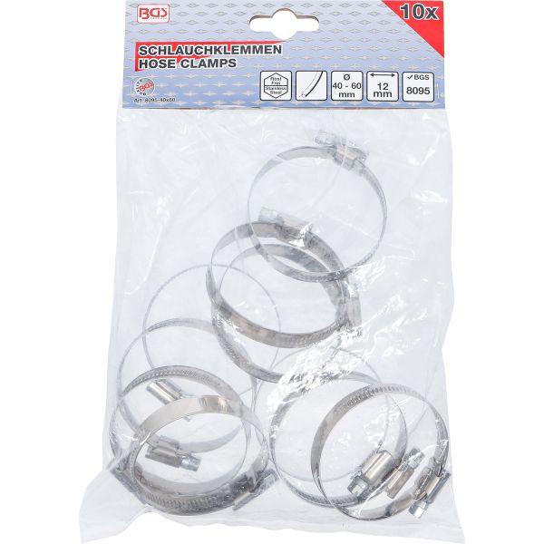 Hose Clamps | Stainless | 40 x 60 mm | 10 pcs.