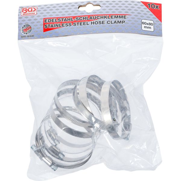 Hose Clamps | Stainless | 60 x 80 mm | 10 pcs.