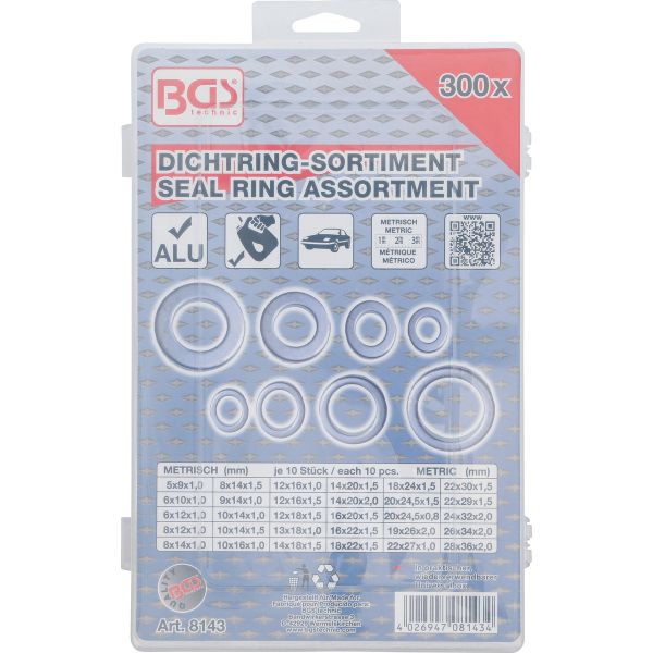 Seal Ring Assortment | aluminium | 300 pcs.