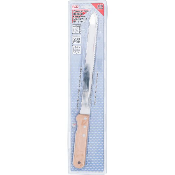 Couteau pour découpe d'isolation | 420 mm | Poignée en bois
