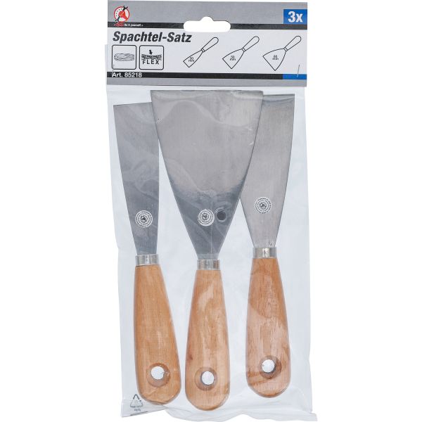 Putty Knife Set | Wooden Handle | 30 / 50 / 80 mm | 3 pcs.