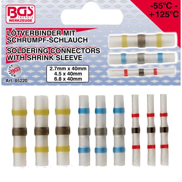Soldering Connector Assortment | with Shrink Tube | 9 pcs.