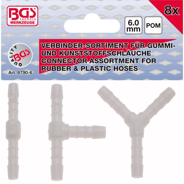 Hose Connector Assortment | Fuel Resistant | 6 mm | 8 pcs.