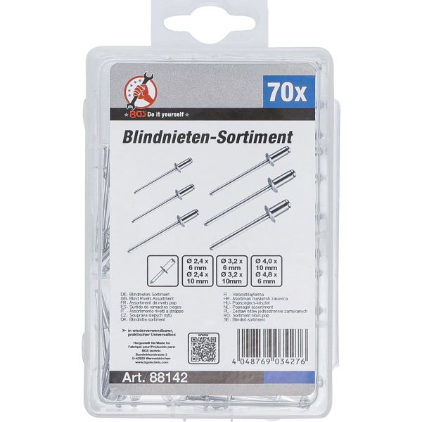 Blind Rivets Assortment | Ø 2.4 - 4.8 mm | 70 pcs.