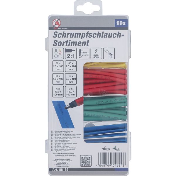 Schrumpfschlauch-Sortiment | farbig | 99-tlg.