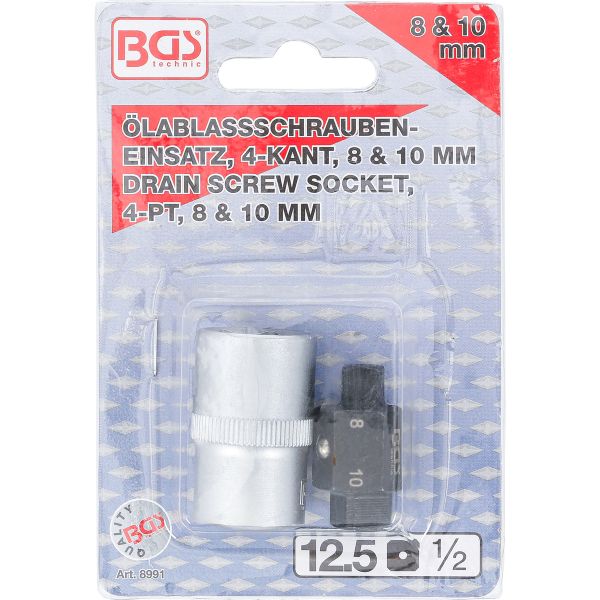 Oil Drain Plug Socket | 4-pt. | 8 mm / 10 mm