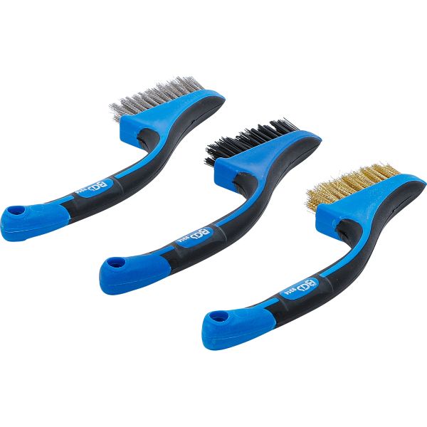 Assortiment de brosses | nylon, laiton, acier inoxydable | 165 mm | 3 piéces