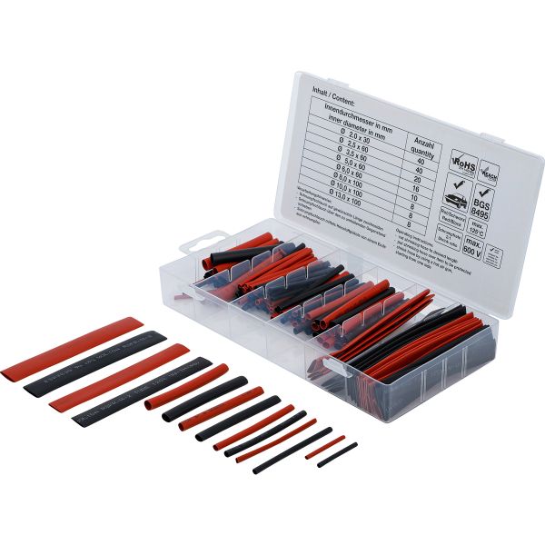 Assortiment de gaines rétractables | rouges / noires | 150 pièces