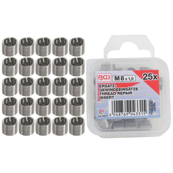 Inserts taraudés | M8 x 1,0 mm | 25 pièces