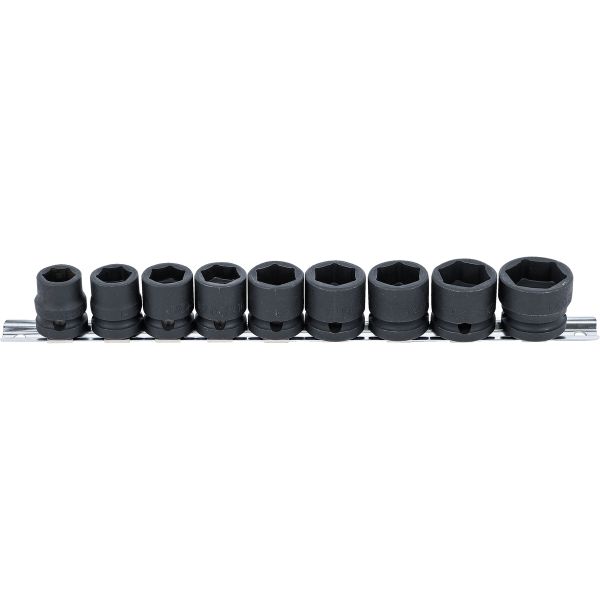 Impact Socket Set, Hexagon, extra flat | 12.5 mm (1/2") Drive | 13 - 24 mm | 9 pcs.