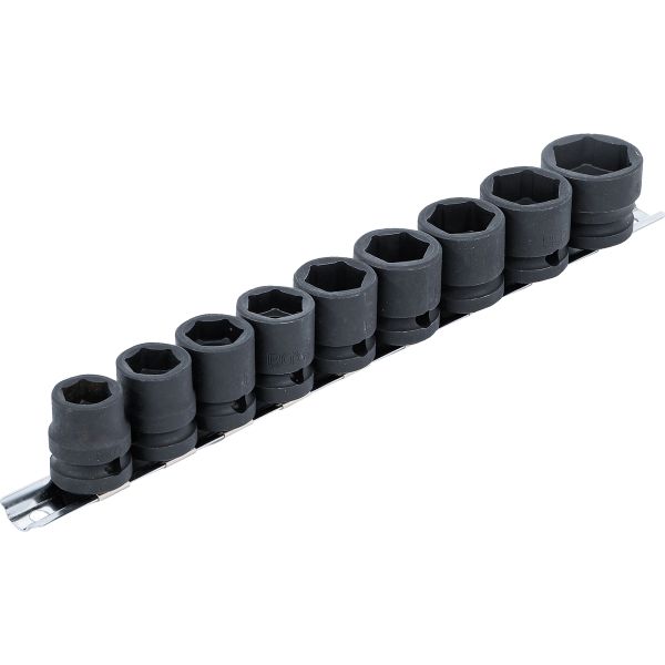 Impact Socket Set, Hexagon, extra flat | 12.5 mm (1/2") Drive | 13 - 24 mm | 9 pcs.