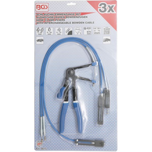 Pince pour colliers de serrage | avec câbles Bowden interchangeables | 635 - 670 mm