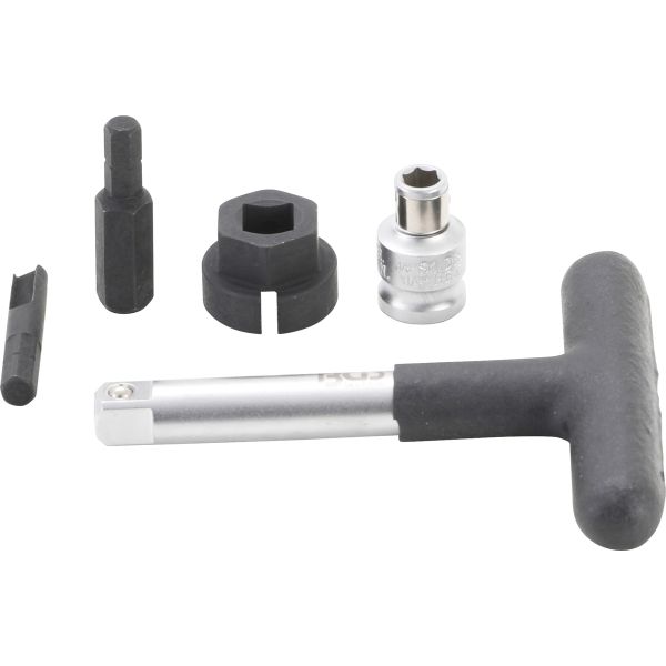 Universal Drain Plug Key Set | for Plastic Oil Drain Screws | external hexagon 6.3 mm (1/4") drive, 10 mm (3/8") | 5 pcs.