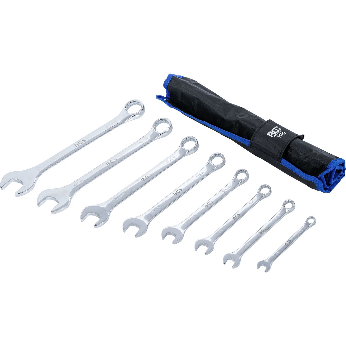 Combination Spanner Set | Inch Sizes | 1/8" - 9/16" Withworth | 8 pcs.