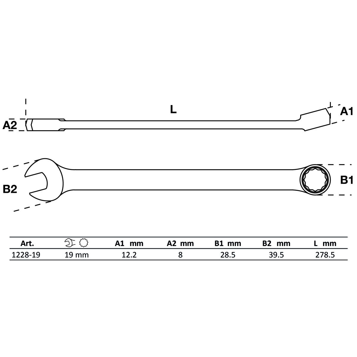 Combination Spanner | extra long | 19 mm