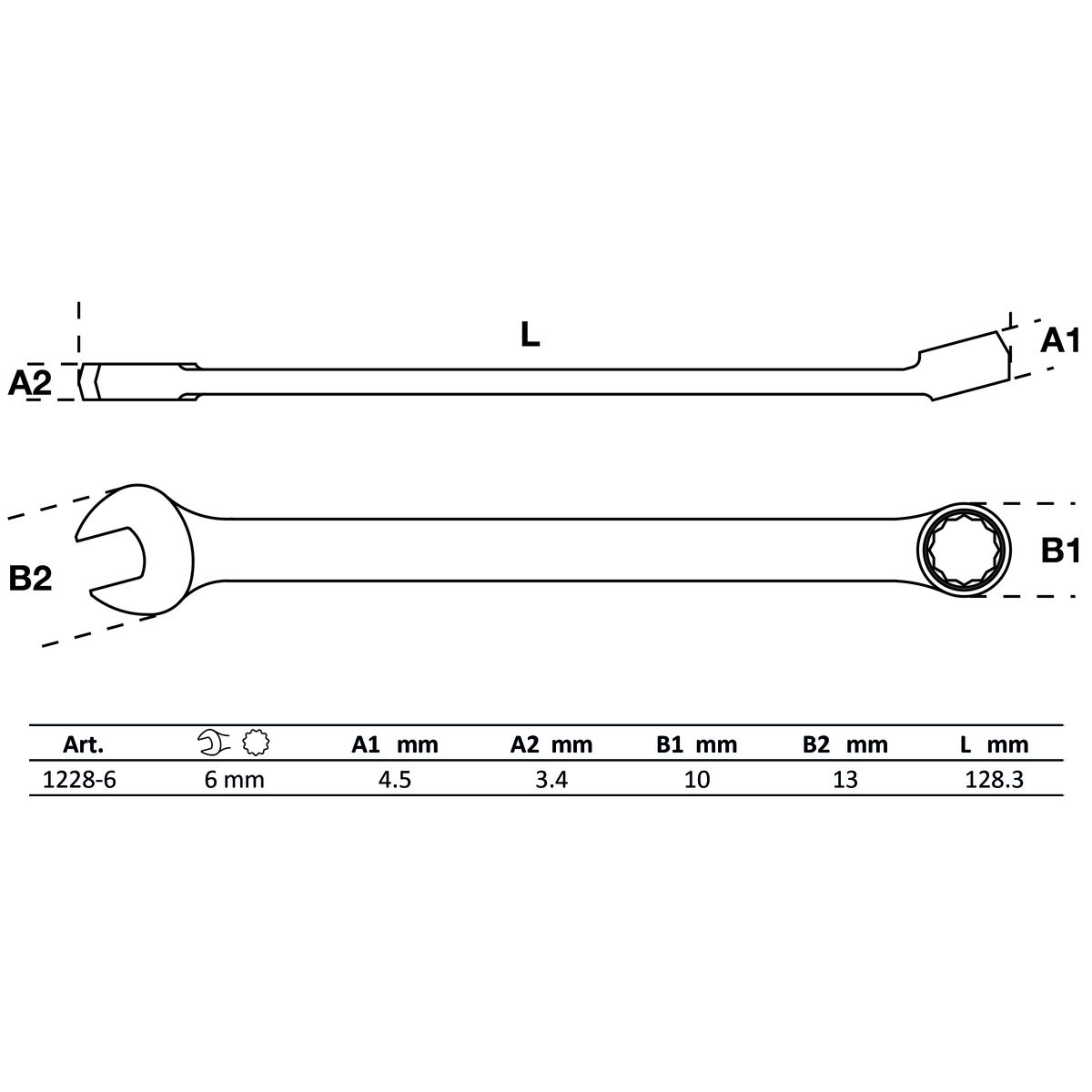 Maul-Ringschlüssel | extra lang | SW 6 mm