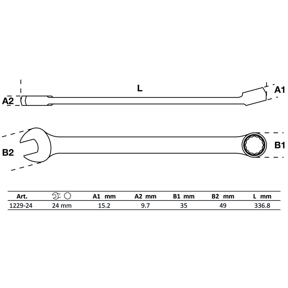 Maul-Ringschlüssel | extra lang | SW 24 mm