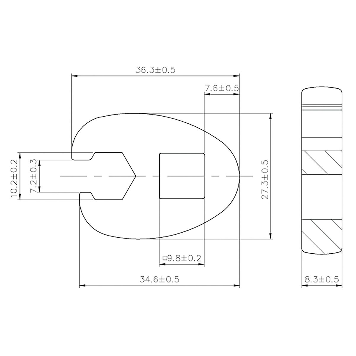Hahnenfußschlüssel | Antrieb Innenvierkant 10 mm (3/8") | SW 10 mm