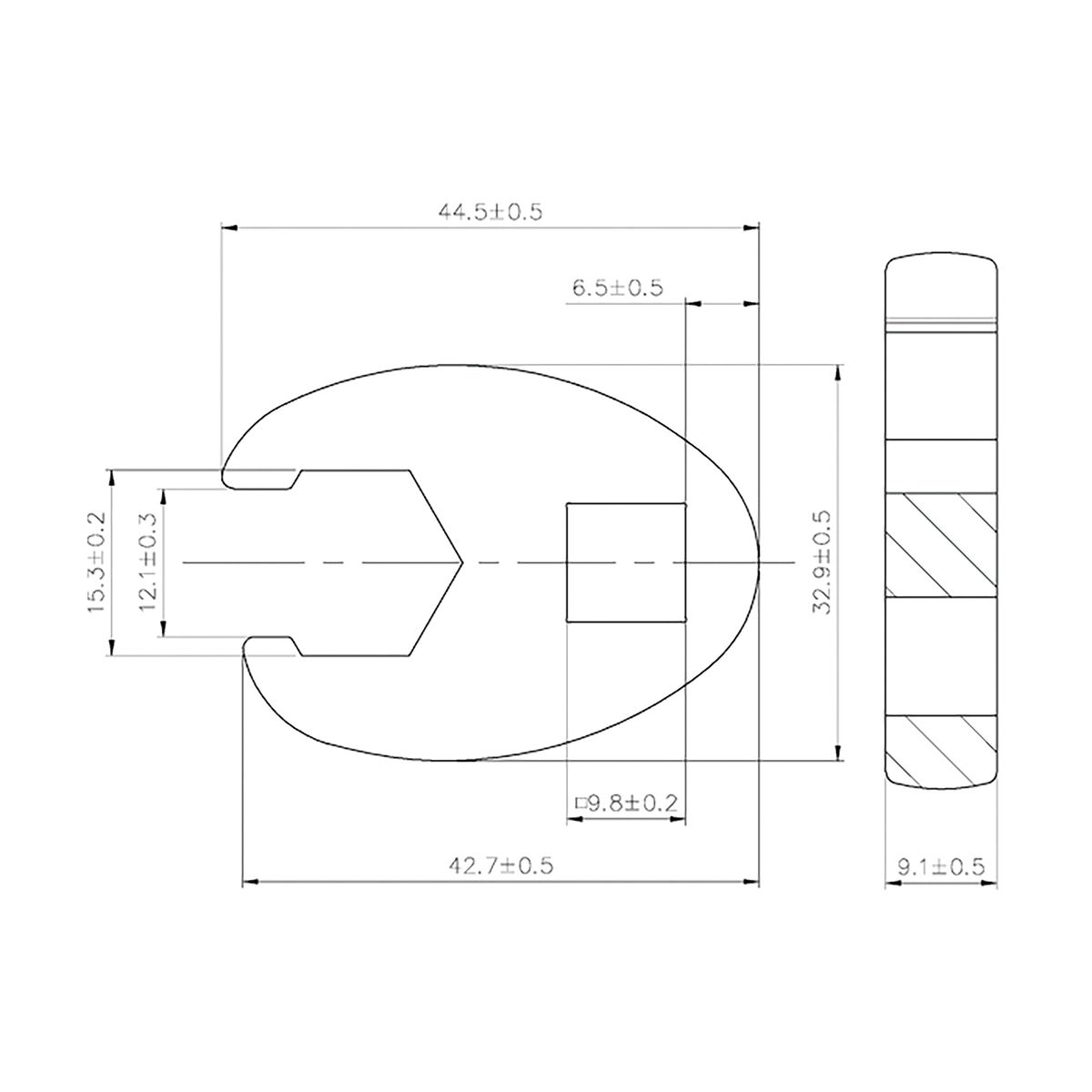 Hahnenfußschlüssel | Antrieb Innenvierkant 10 mm (3/8") | SW 15 mm