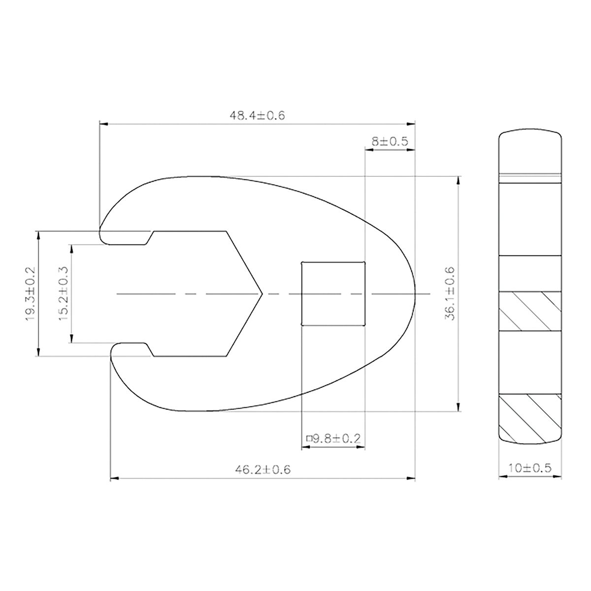 Hahnenfußschlüssel | Antrieb Innenvierkant 10 mm (3/8") | SW 19 mm