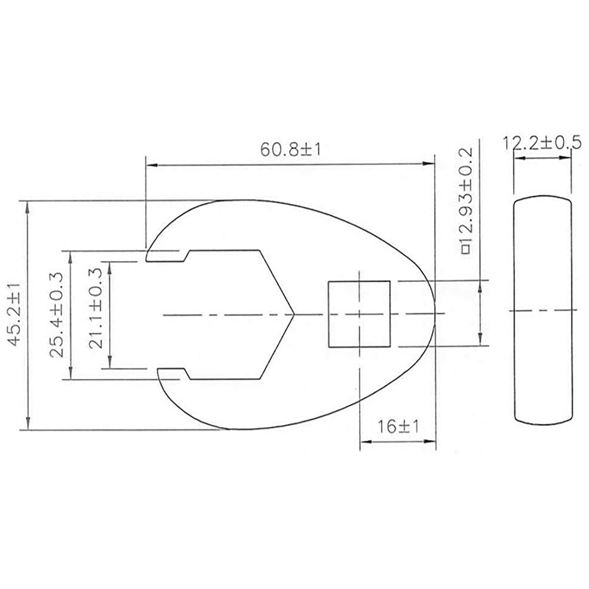 Hahnenfußschlüssel | Antrieb Innenvierkant 12,5 mm (1/2") | SW 25 mm
