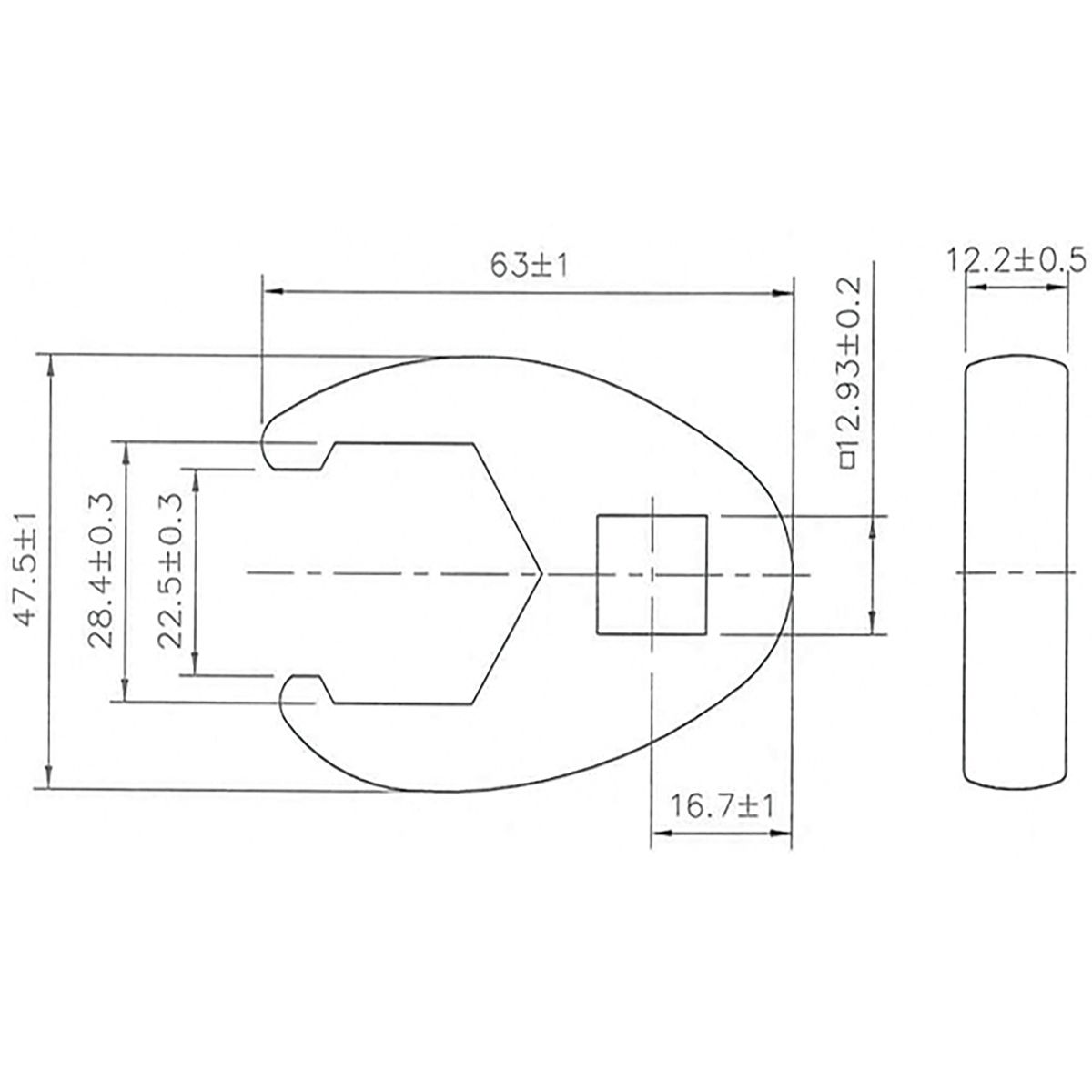 Hahnenfußschlüssel | Antrieb Innenvierkant 12,5 mm (1/2") | SW 28 mm