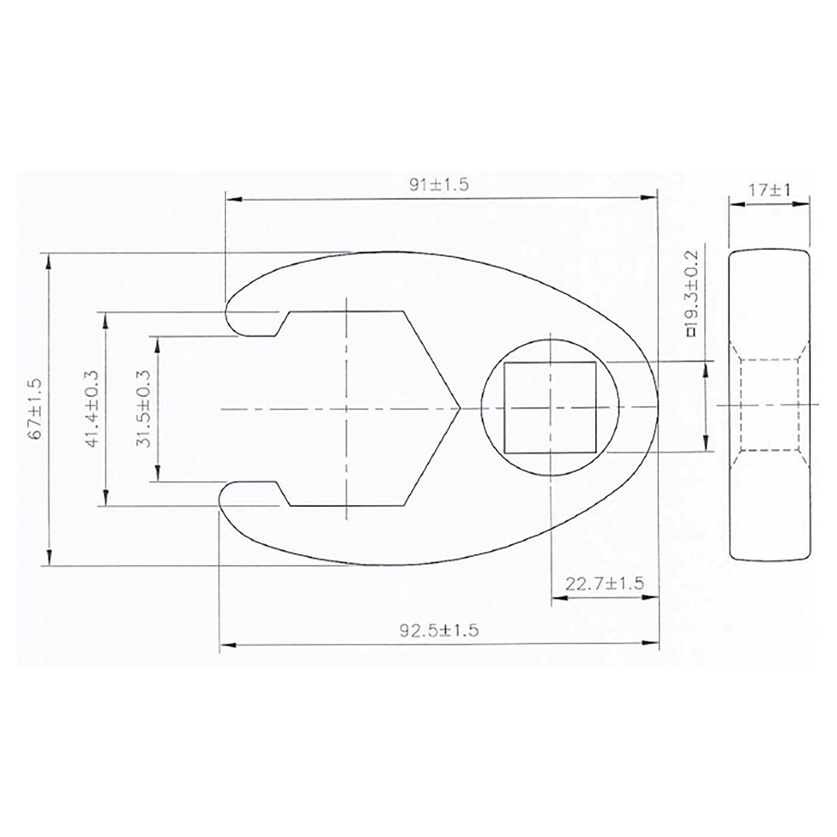 Hahnenfußschlüssel | Antrieb Innenvierkant 20 mm (3/4") | SW 41 mm