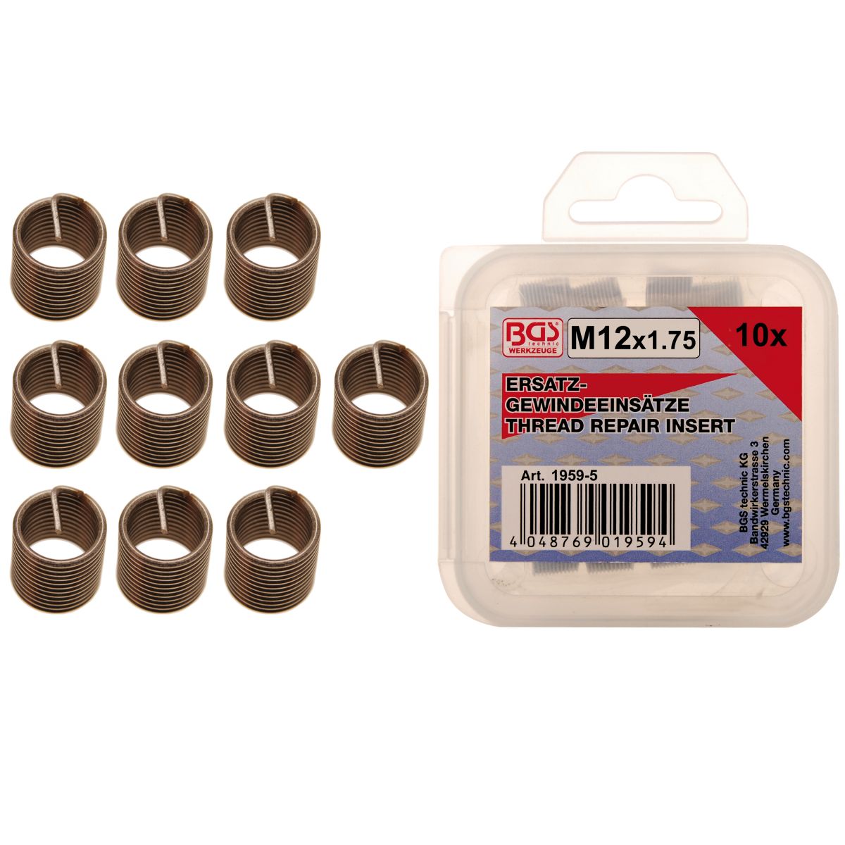 Replacement Thread Inserts | M12 x 1.75 mm | 10 pcs.