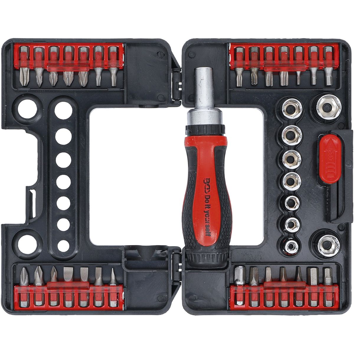 Bit / Socket Set | with Ratchet Spinner Handle for Bits, reversible | 38 pcs.