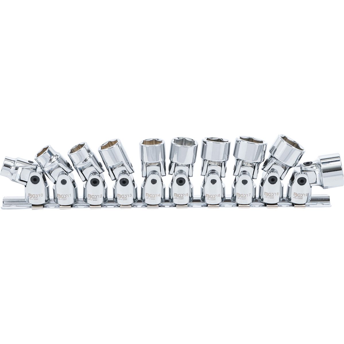 Universal Joint Socket Set, Hexagon | 10 mm (3/8") Drive | 10 - 19 mm | 10 pcs.