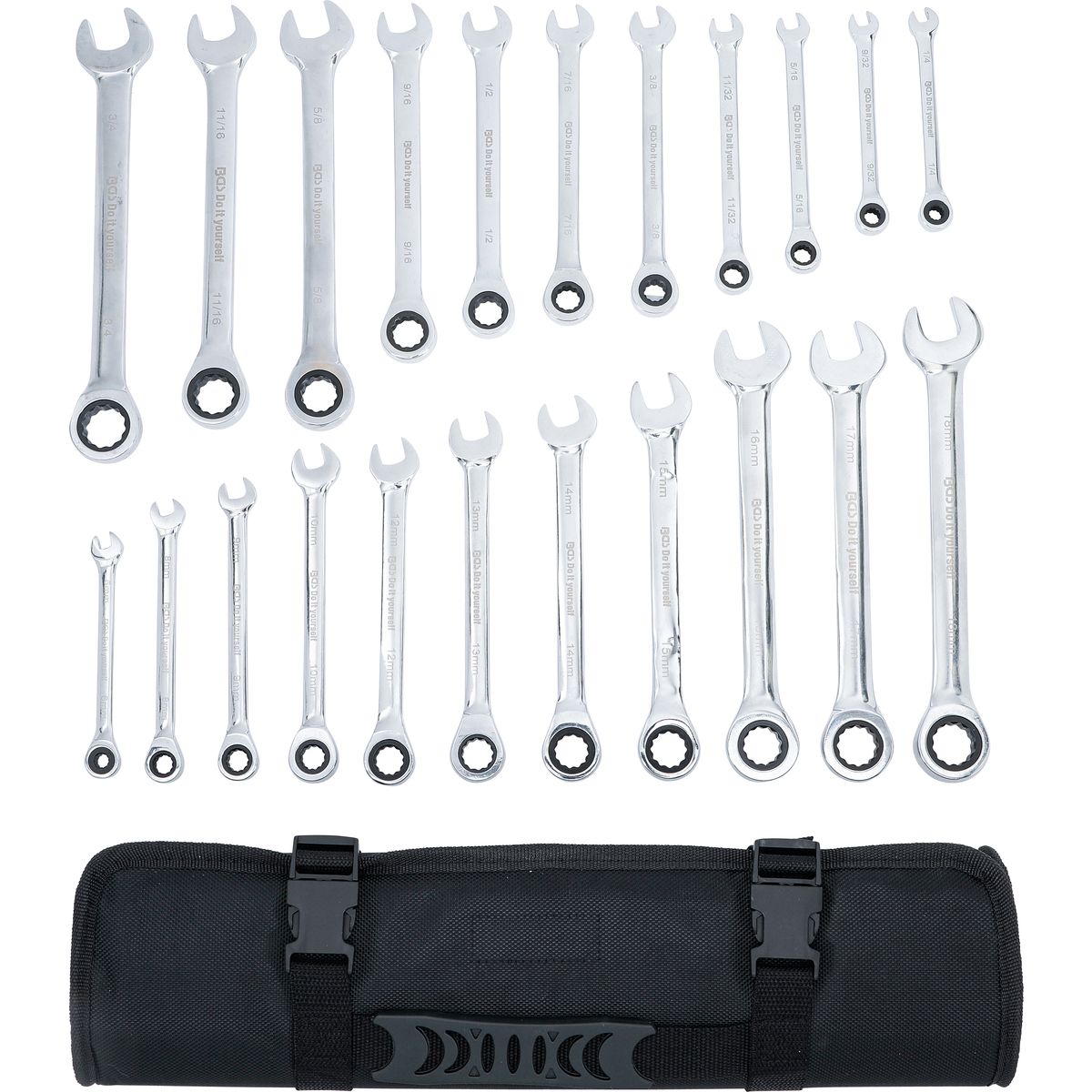 Ratchet Combination Wrench Set | metric / Inch Sizes | 22 pcs.