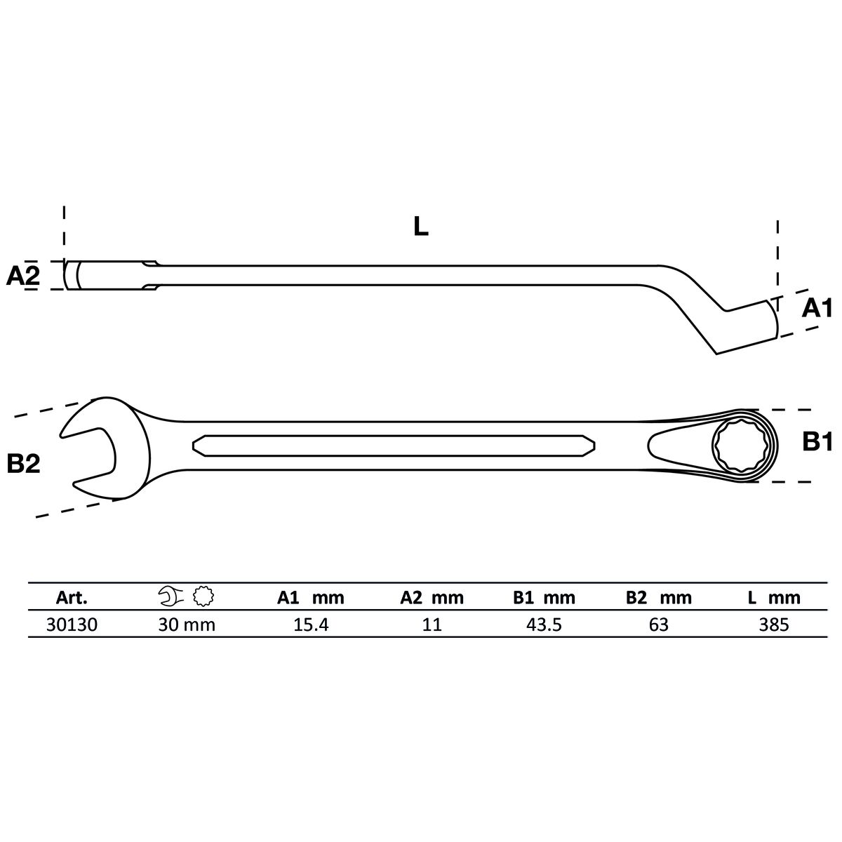 Llave combinada, acodada | 30 mm