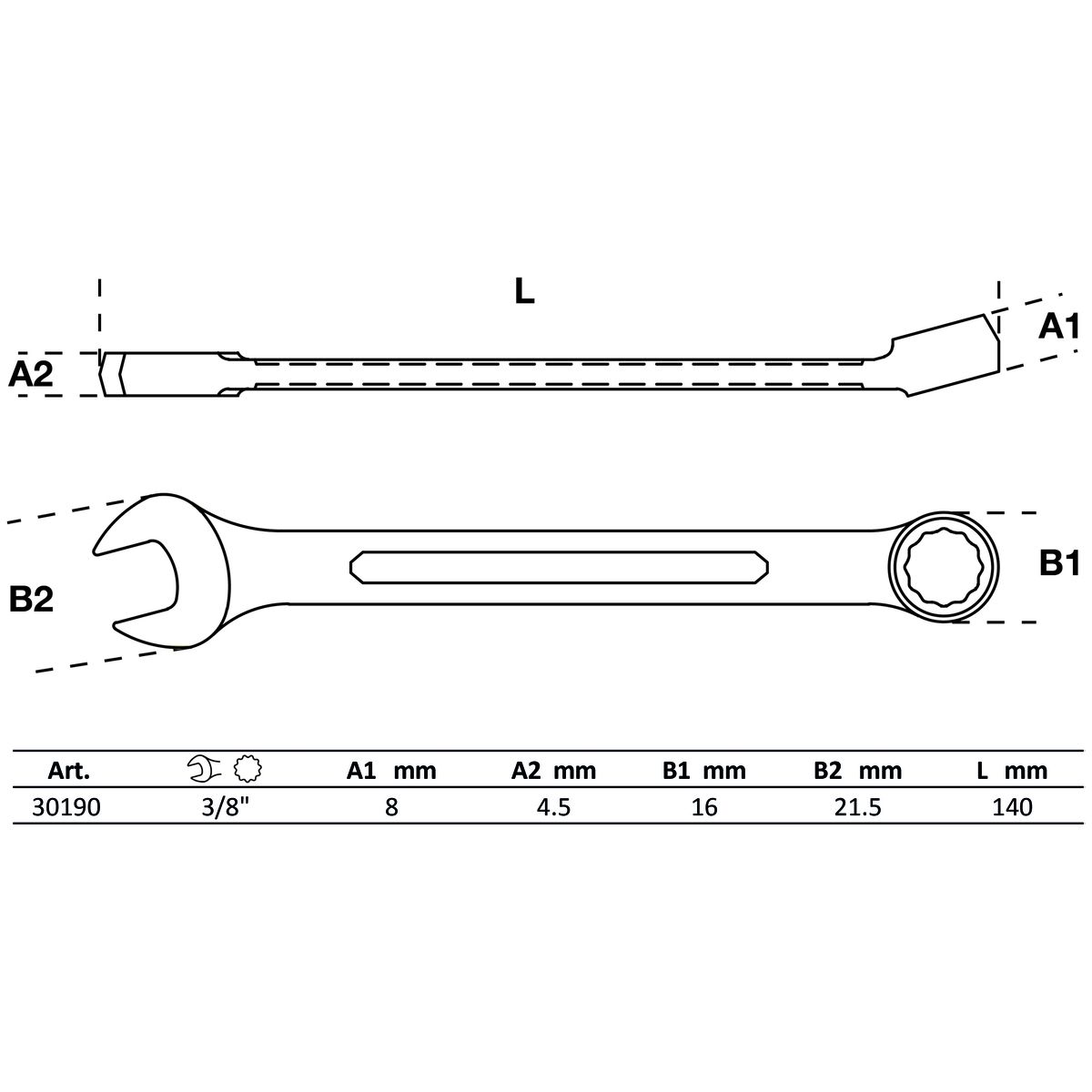 Llave combinada | 3/8"