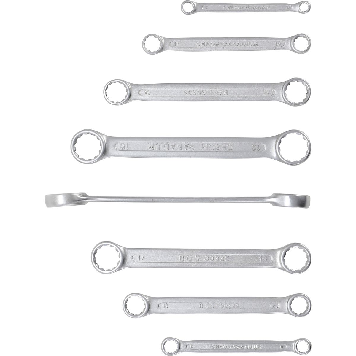 Double Ring Spanner Set | extra flat | 6 - 22 mm | 8 pcs.