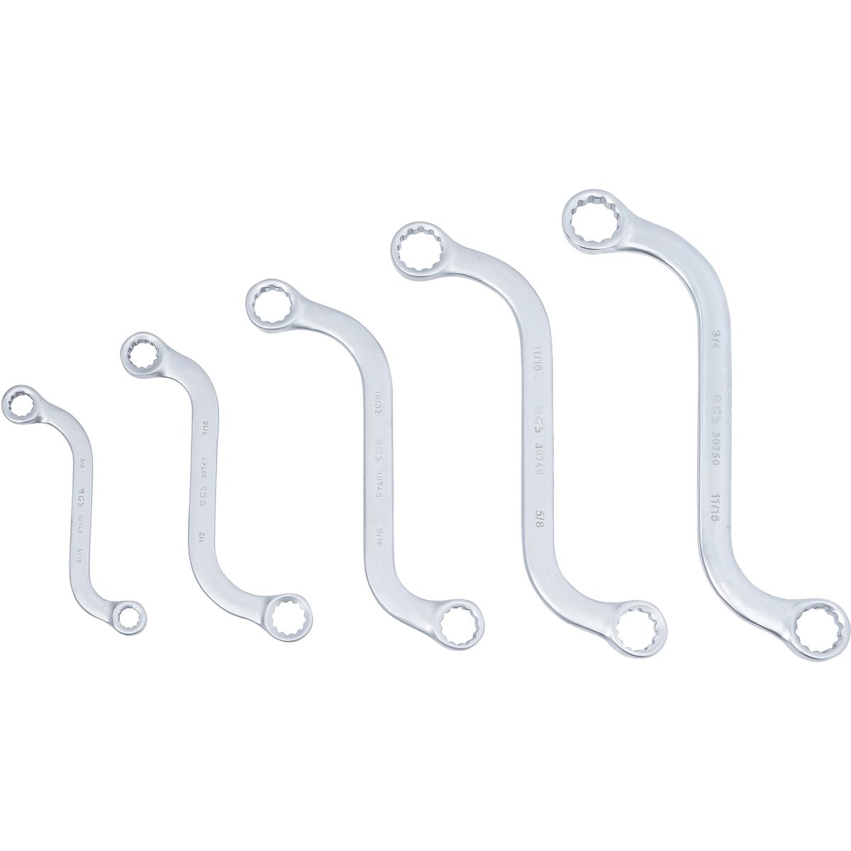 S-Type Double Ring Spanner Set | Inch Sizes | 3/8" - 3/4" | 5 pcs.