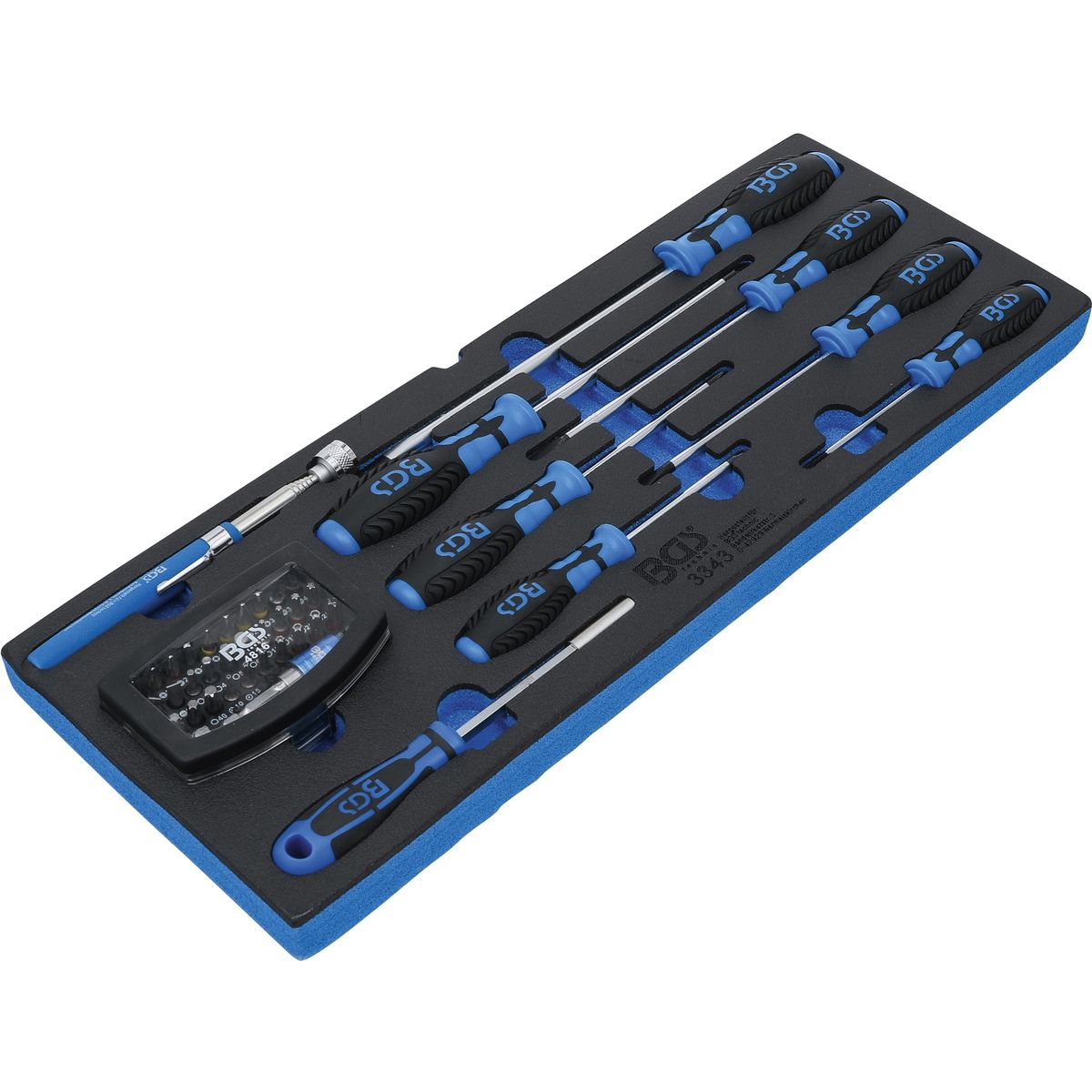 Foam Tray for BGS 3312: Screwdriver, Bit Set and magnetic Lifter | 41 pcs.