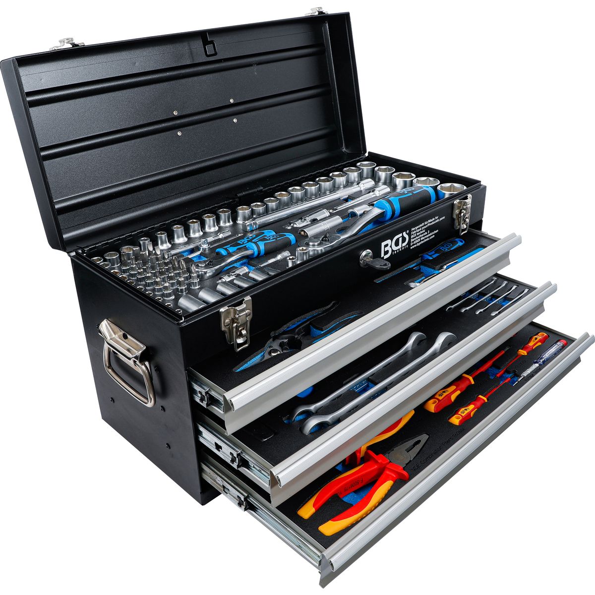 Electricians-Metal Workshop Tool Case | 3 Drawers | with 147 Tools