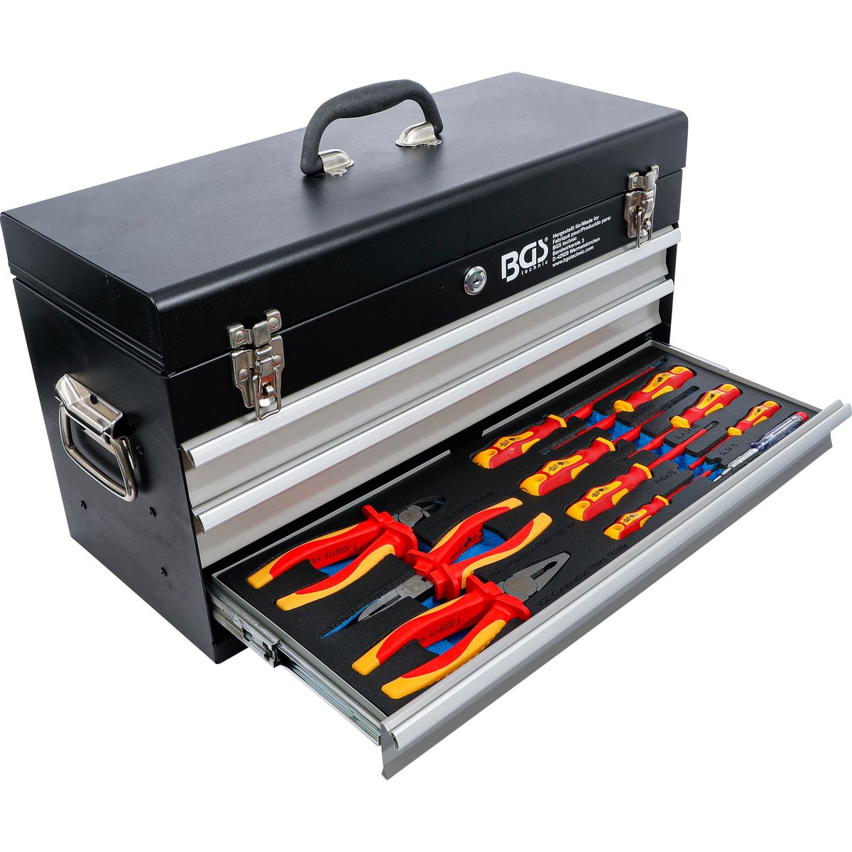 Electricians-Metal Workshop Tool Case | 3 Drawers | with 147 Tools