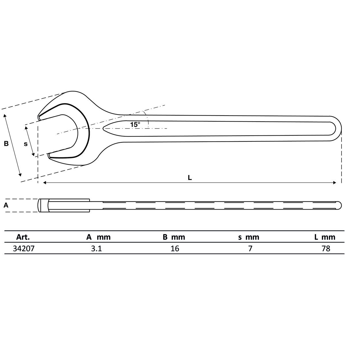 Llave plana de una boca | DIN 894 | 7 mm