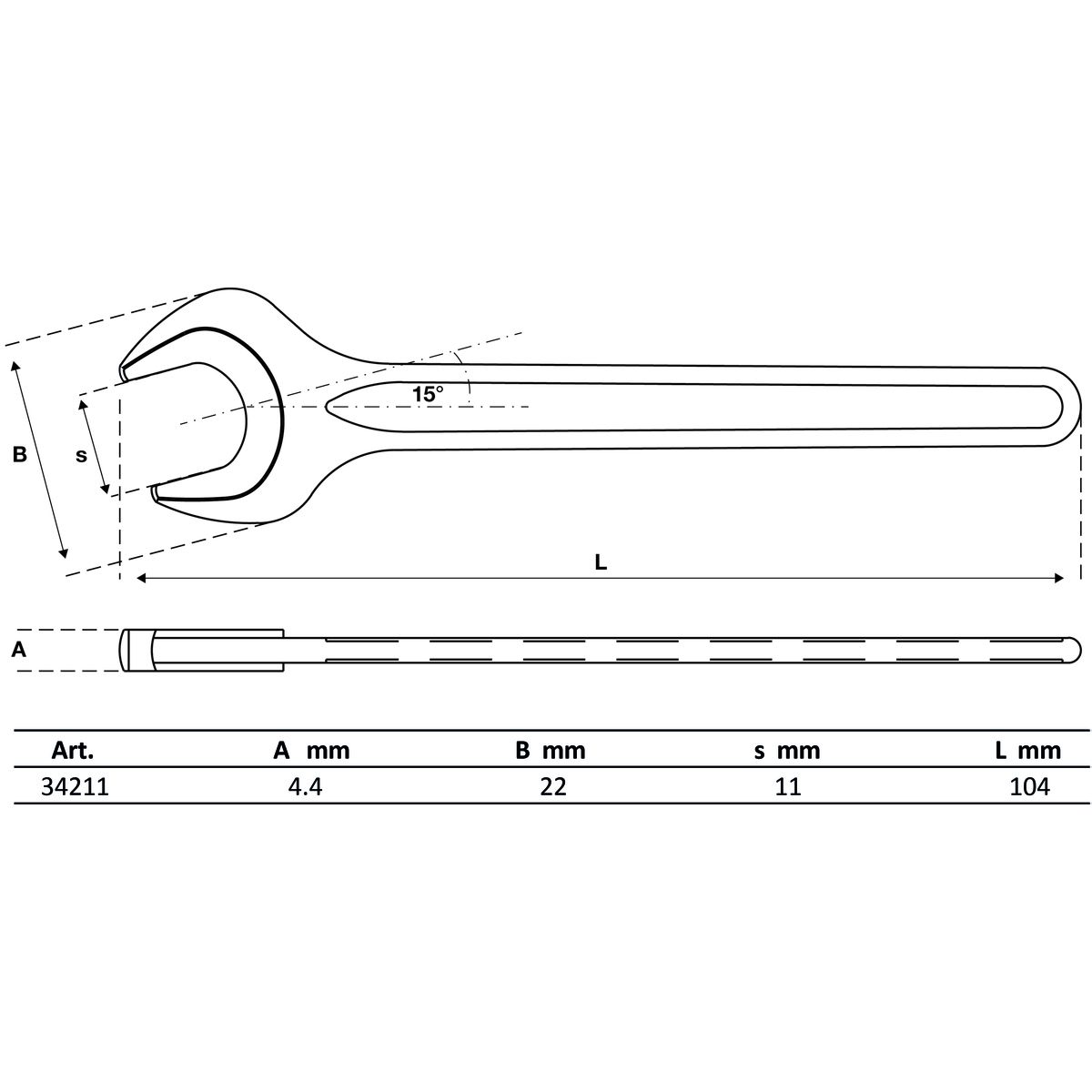 Single Open End Spanner | DIN 894 | 11 mm