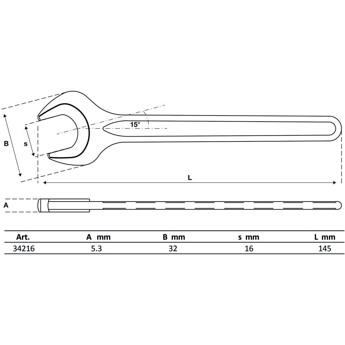 Einmaulschlüssel | DIN 894 | SW 16 mm