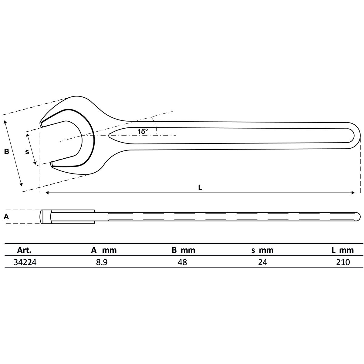 Single Open End Spanner | DIN 894 | 24 mm