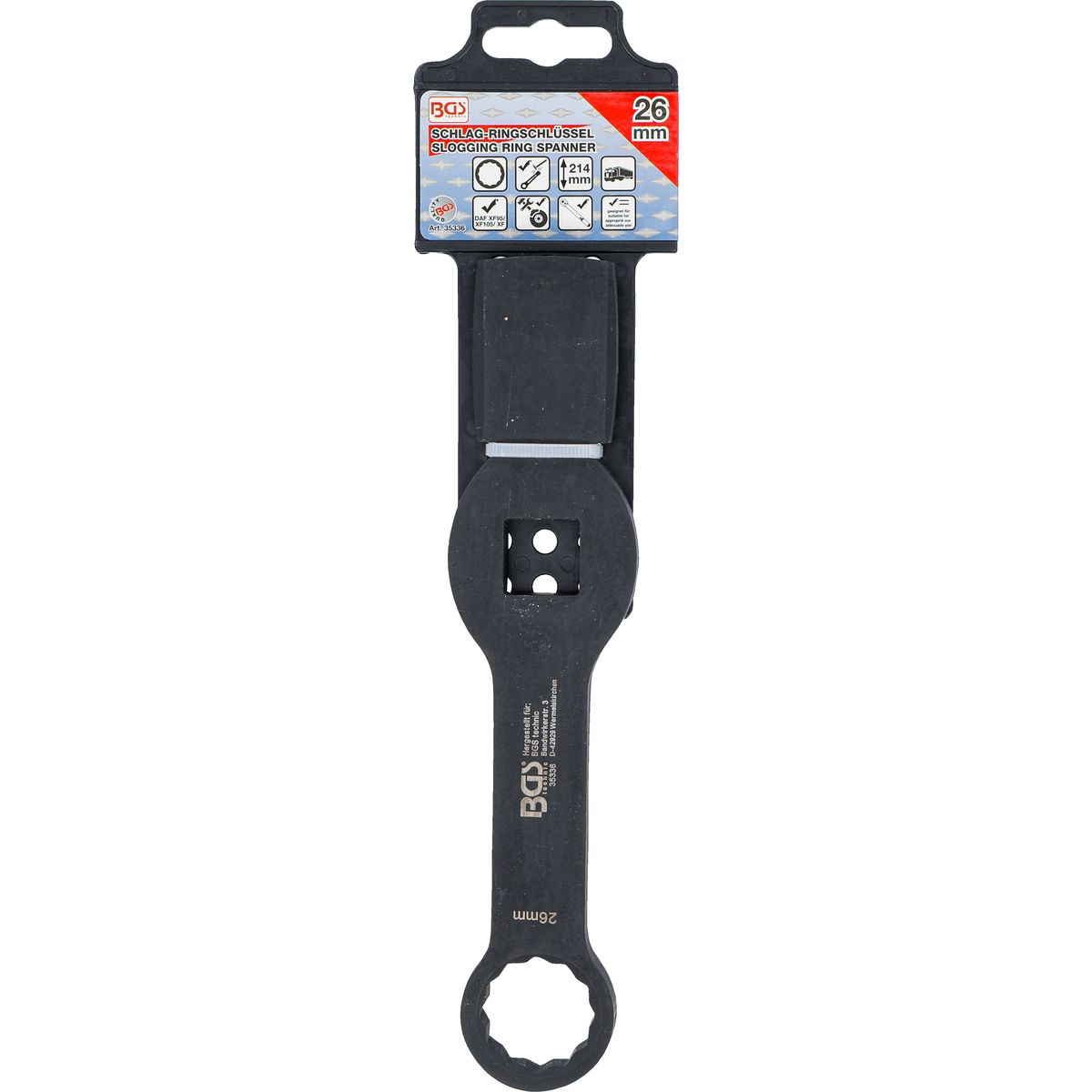 Slogging Ring Spanner | 12-point | with 2 Striking Faces | 26 mm