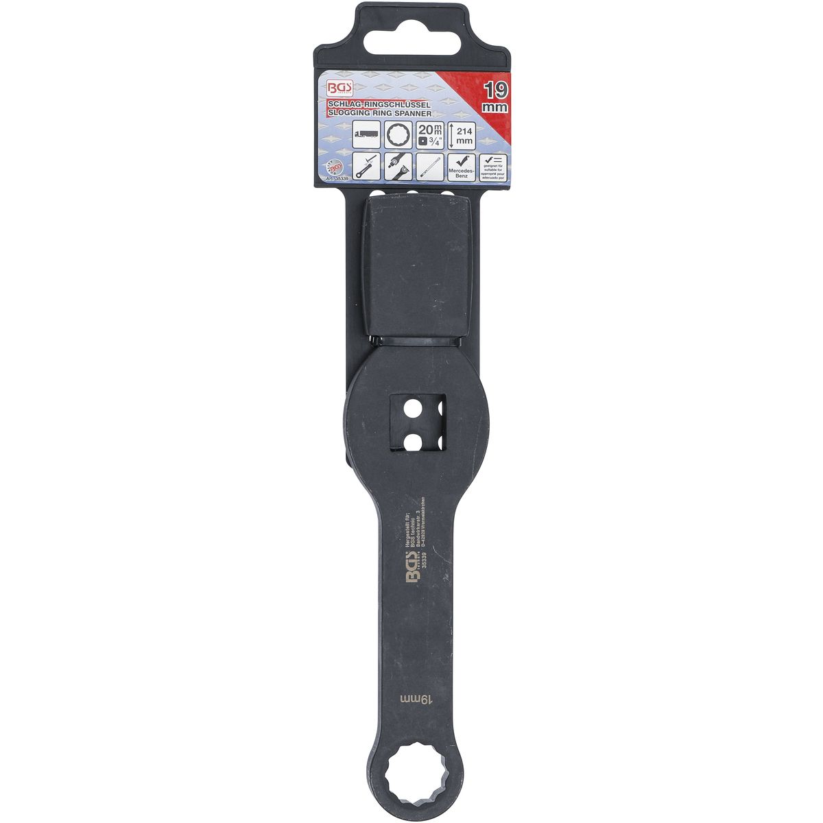 Slogging Ring Spanner | 12-point | with 2 Striking Faces | 19 mm