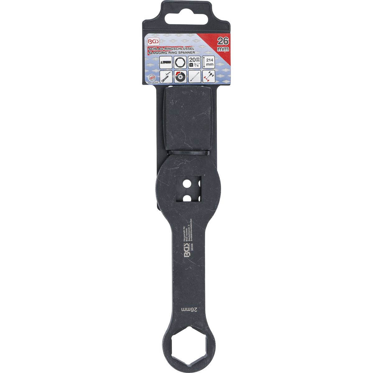 Slogging Ring Spanner | Hexagon | with 2 Striking Faces | 26 mm