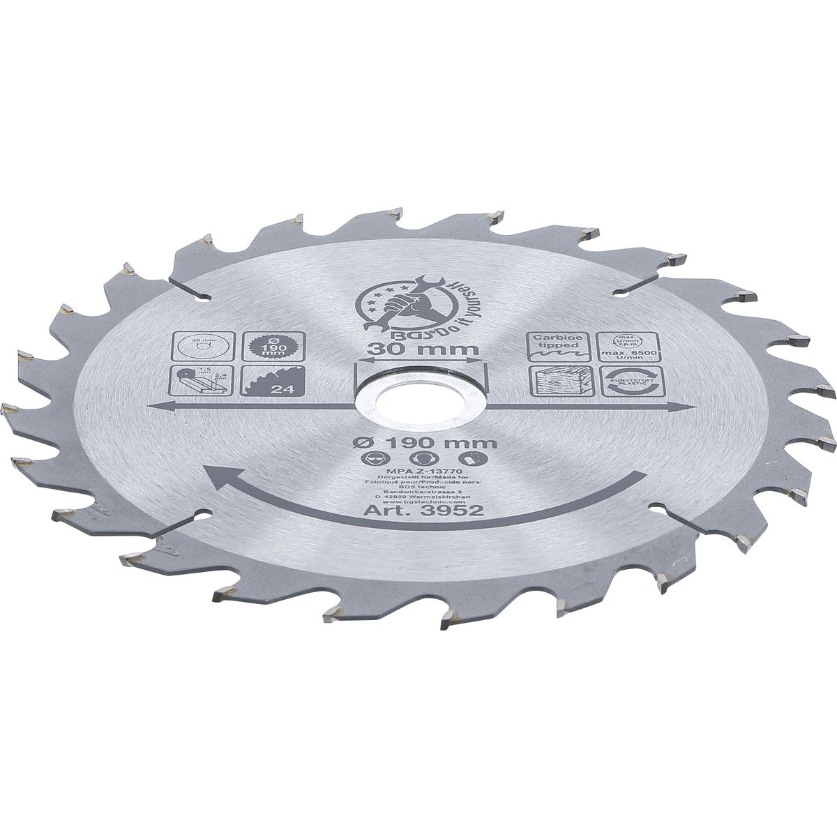 Lame de scie circulaire en métal dur | Ø 190 x 30 x 2,5 mm | 24 dents