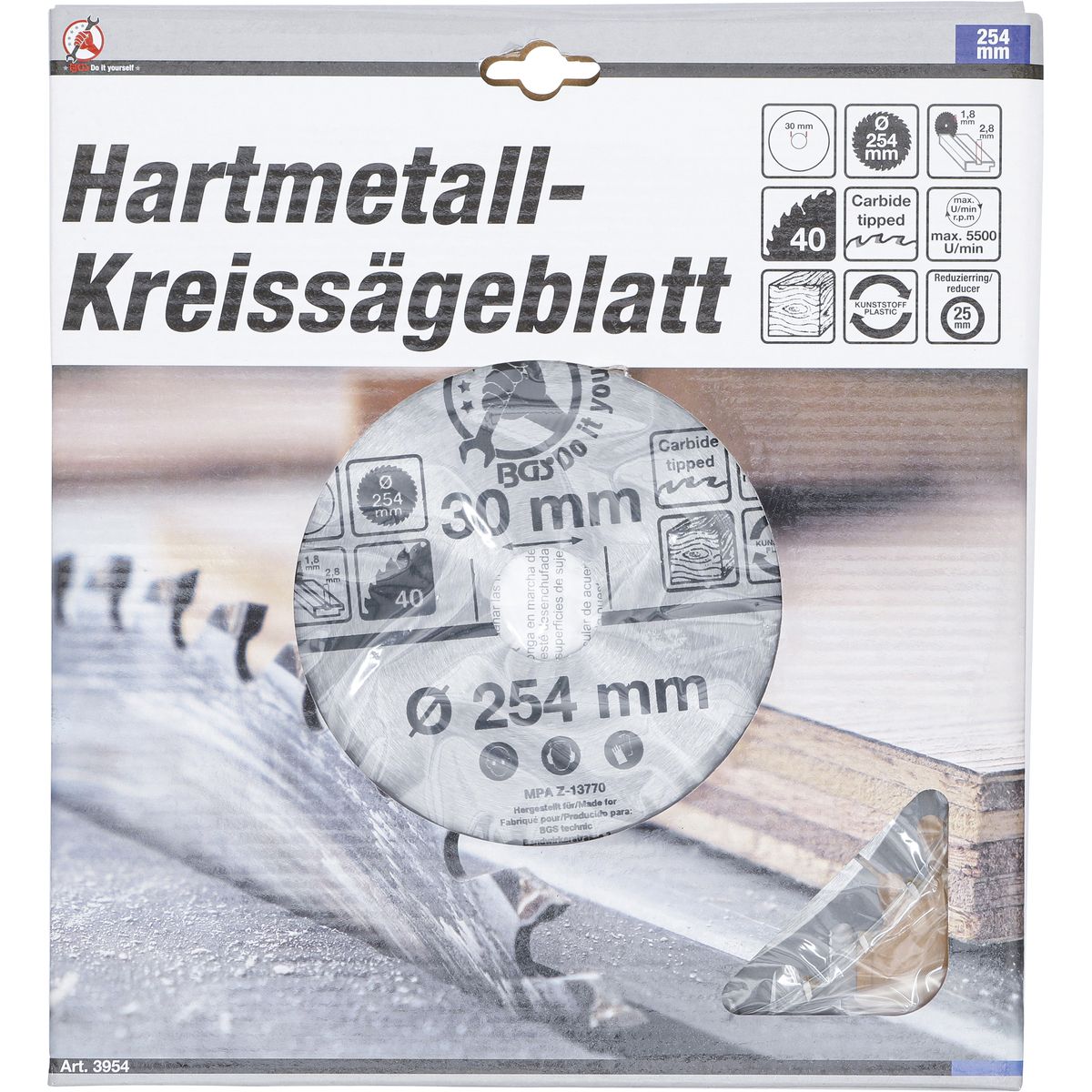 Hartmetall-Kreissägeblatt | Ø 254 x 30 x 3,2 mm | 40 Zähne