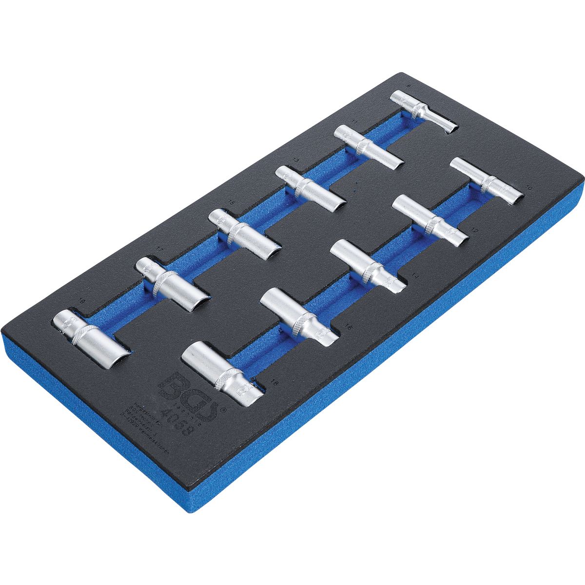 Werkstattwageneinlage 1/3: Steckschlüssel-Einsätze Sechskant | 10 mm (3/8") | 8 - 19 mm | tief | 11-tlg.